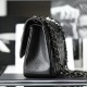 Chanel Classic Flap Bag Caviar Leather Large Black and Silver