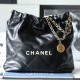 Chanel Shopping Bag Small Black and Gold with White Buckle