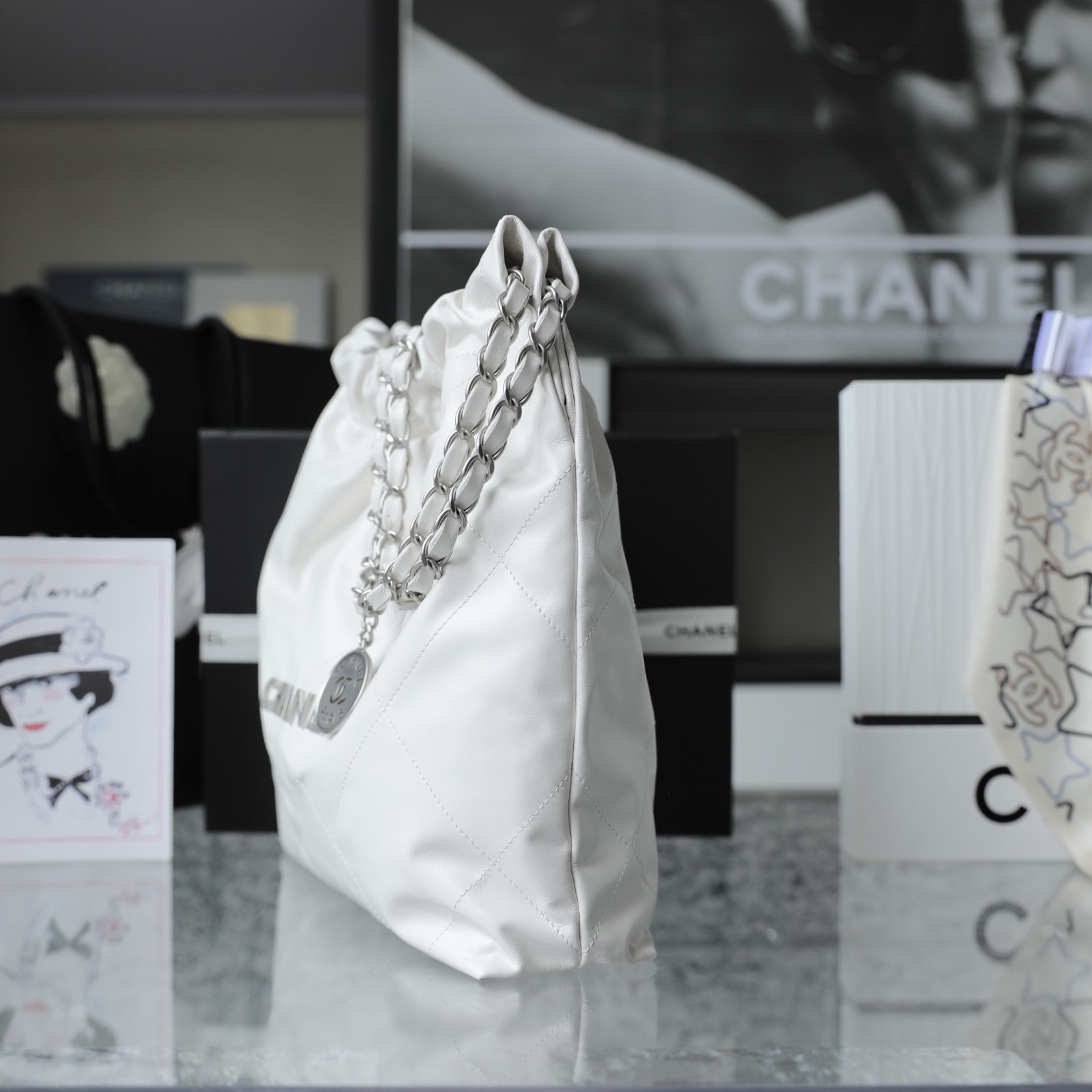 Chanel Shopping Bag 22Bag Series Silver