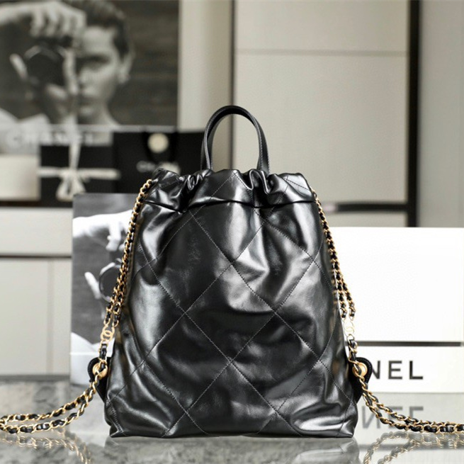 Chanel 23P Series Backpack  Black and Gold