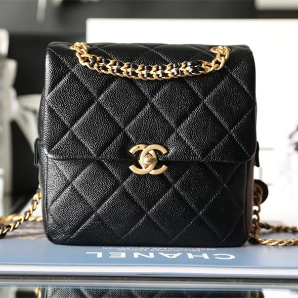 Chanel 22P Backpack Series Black and Gold