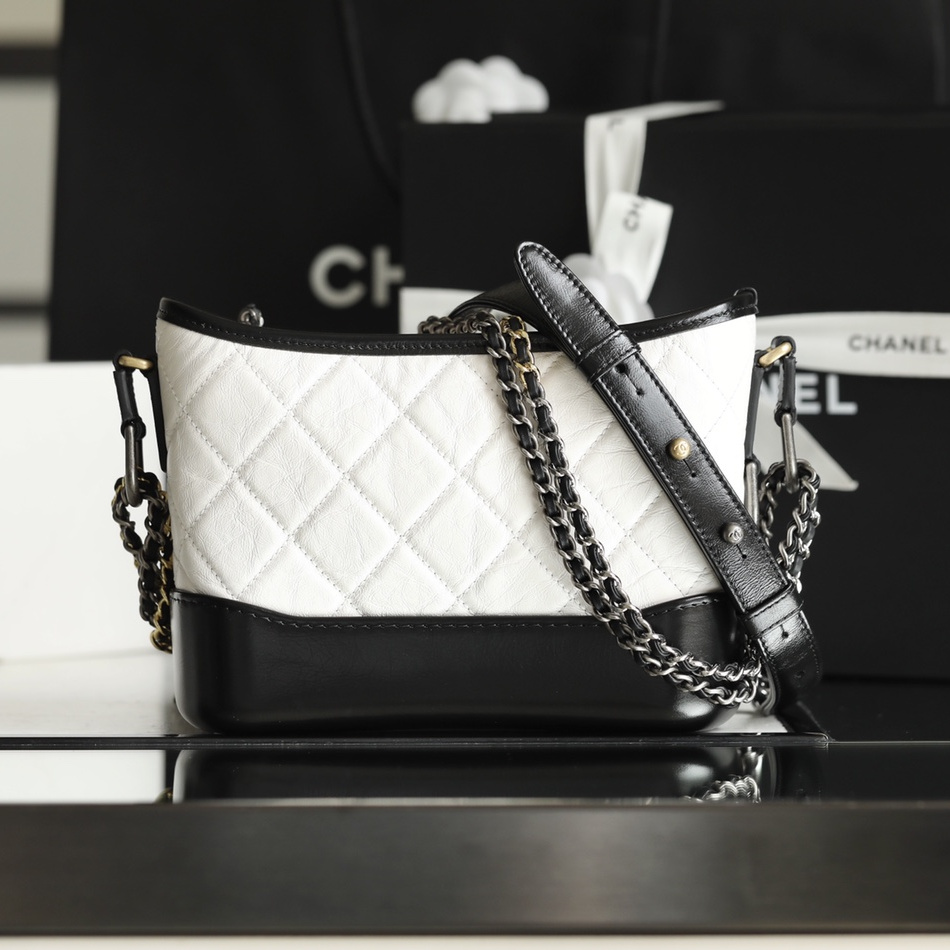 Chanel Hobo Bag Black and White Quilted