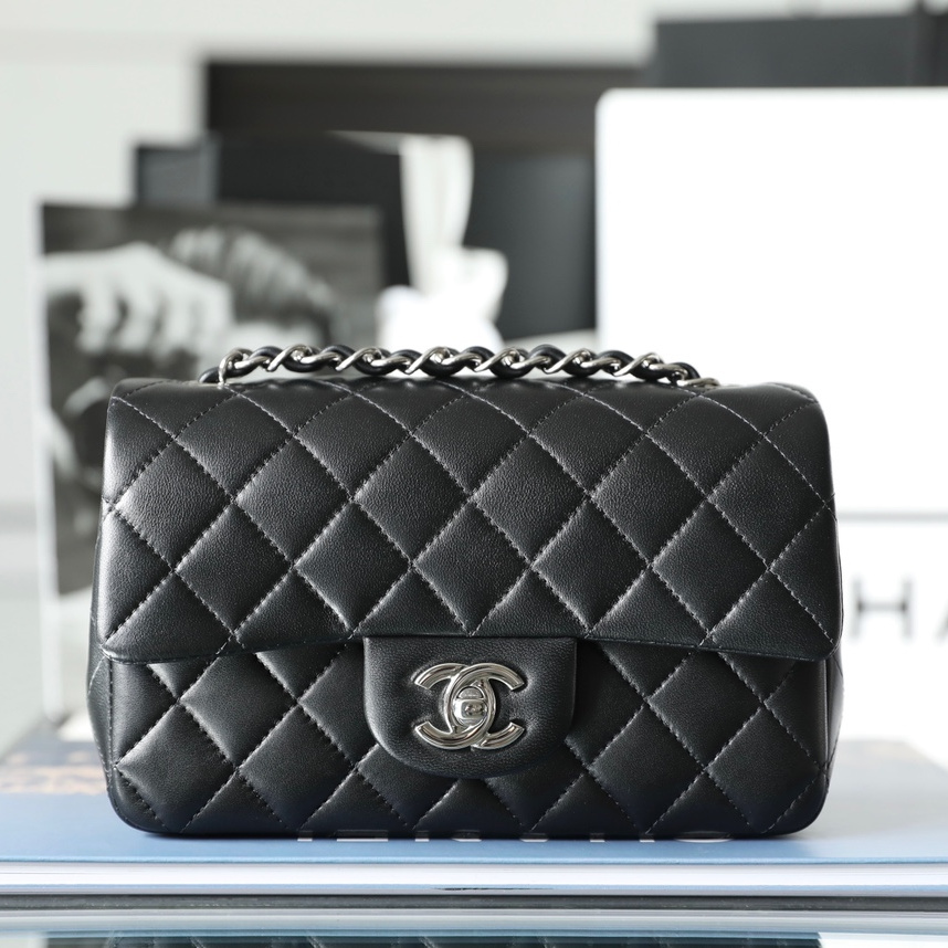 Chanel Flap Bag Mini Lambskin Large Silver