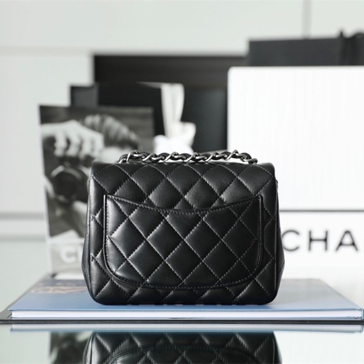 Chanel CF Series Lambskin Black and Silver Mini