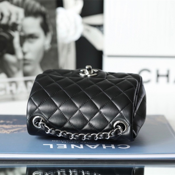 Chanel CF Series Lambskin Black and Silver Mini