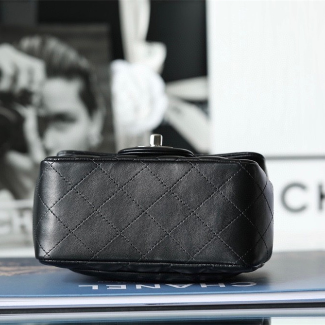 Chanel CF Series Lambskin Black and Silver Mini