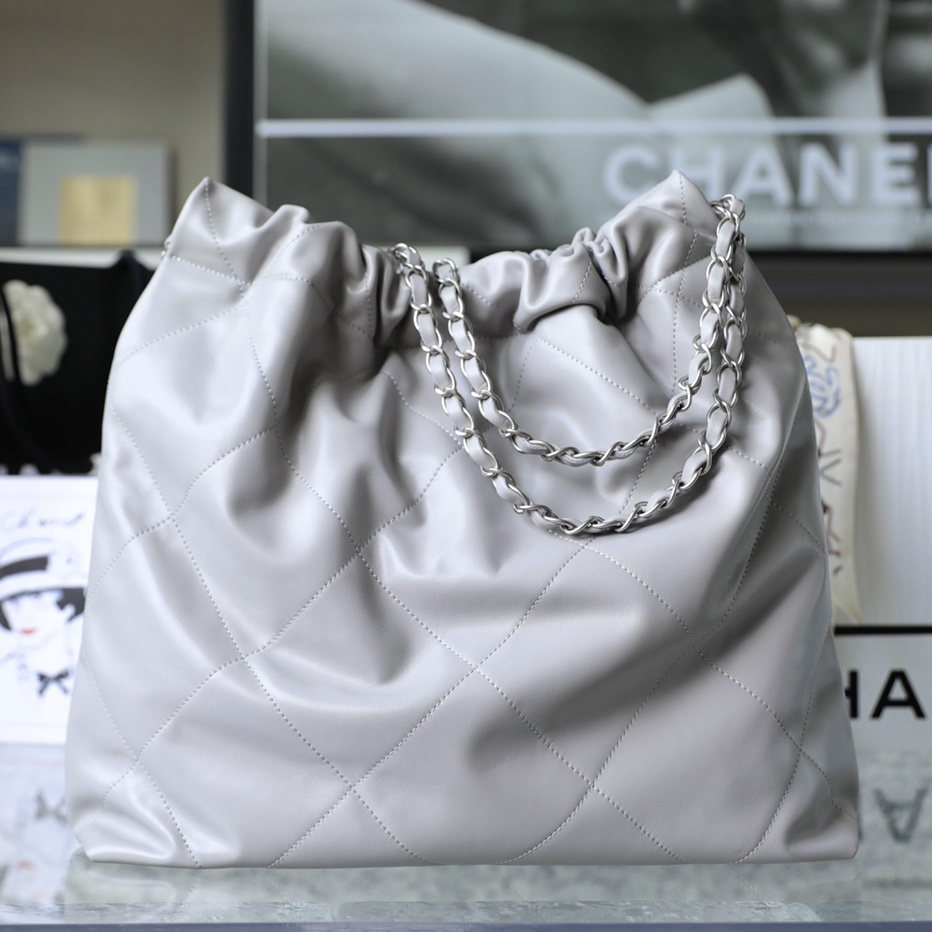 Chanel Shopping Bag Gray Medium Size