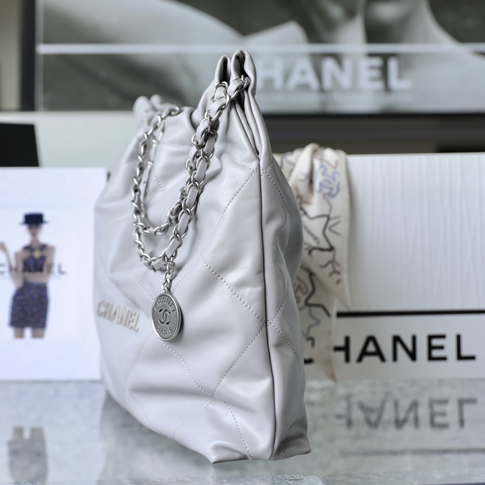 Chanel Shopping Bag Gray Medium Size