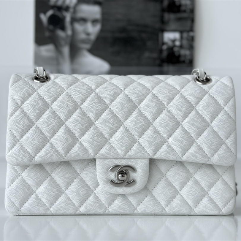 Chanel CF Series Classic Flap Bag Medium White