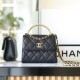 Chanel 23B replica chain clutch pearl handle black gold