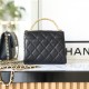 Chanel 23B replica chain clutch pearl handle black gold