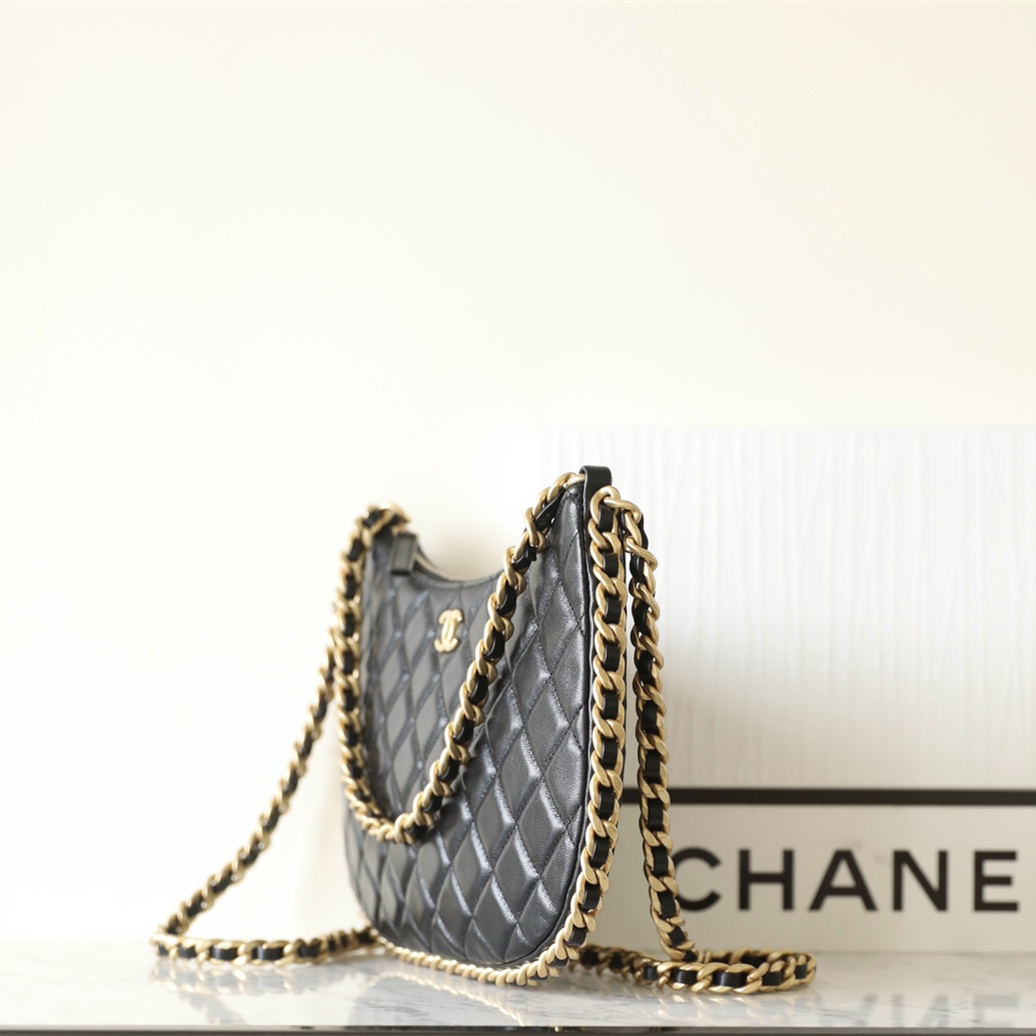 Chanel  23B Series Chain Shoulder Bag Large Black