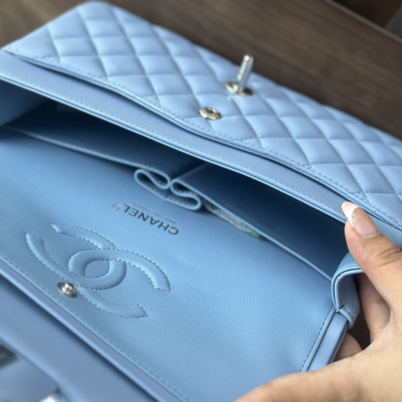 Chanel Original Leather CF Series Flap Bag Light Blue