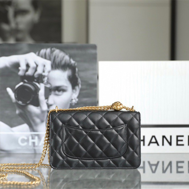 Chanel Camellia Buckle Classic Flap Bag Small Lambskin