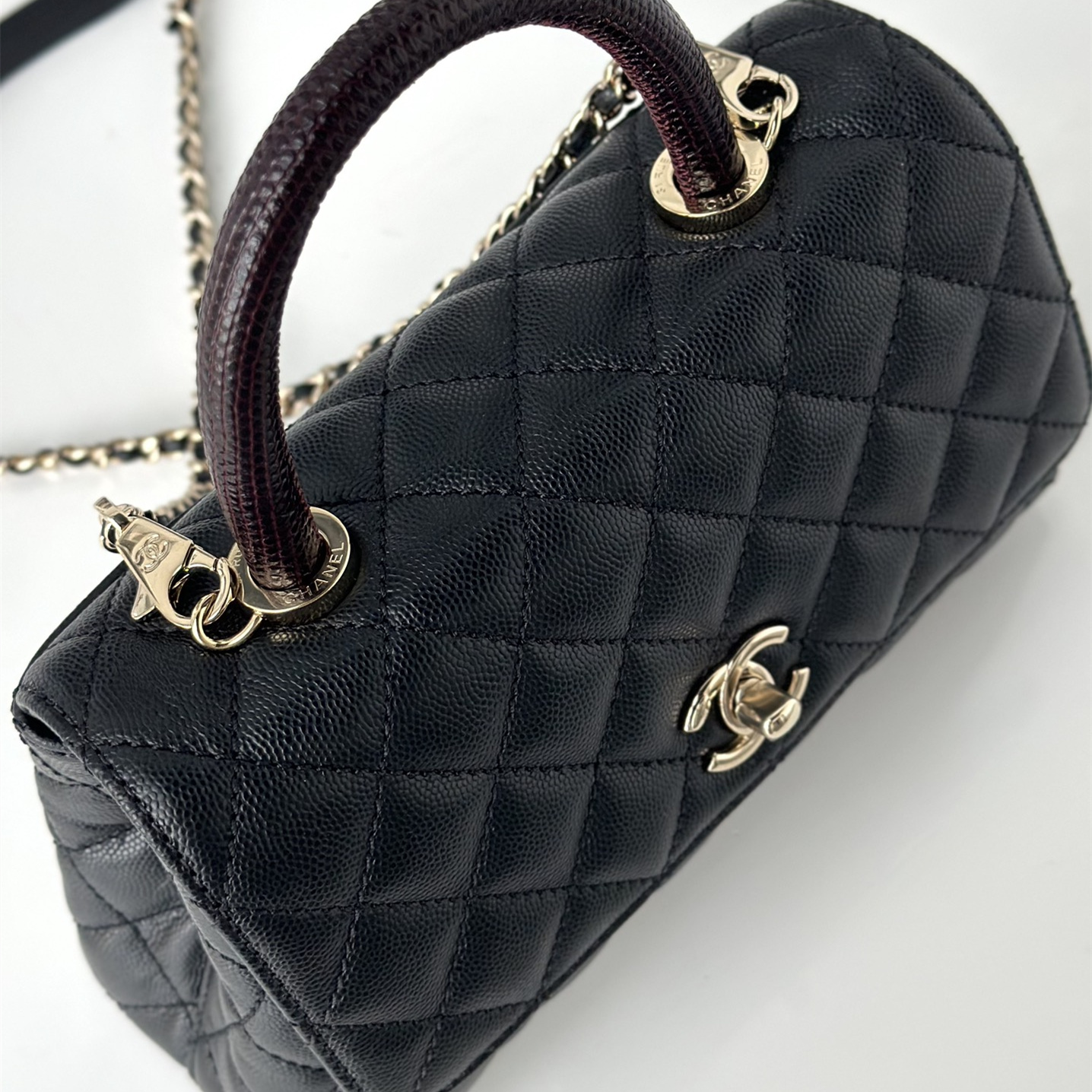 Chanel Coco Lizardskin Handle Calfskin Handbag