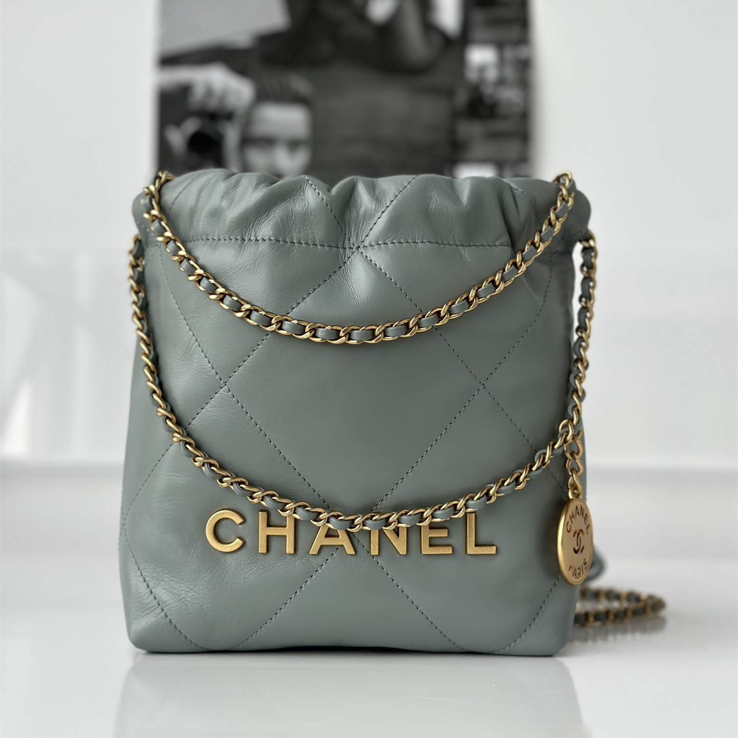 Chanel 23S series haze blue Mini shopping bag gold buckle