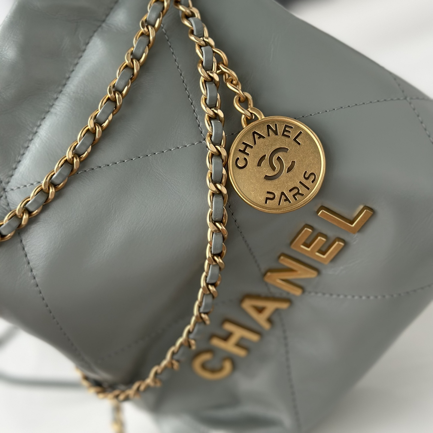 Chanel 23S series haze blue Mini shopping bag gold buckle