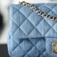 Chanel 22C series washed denim flap bag