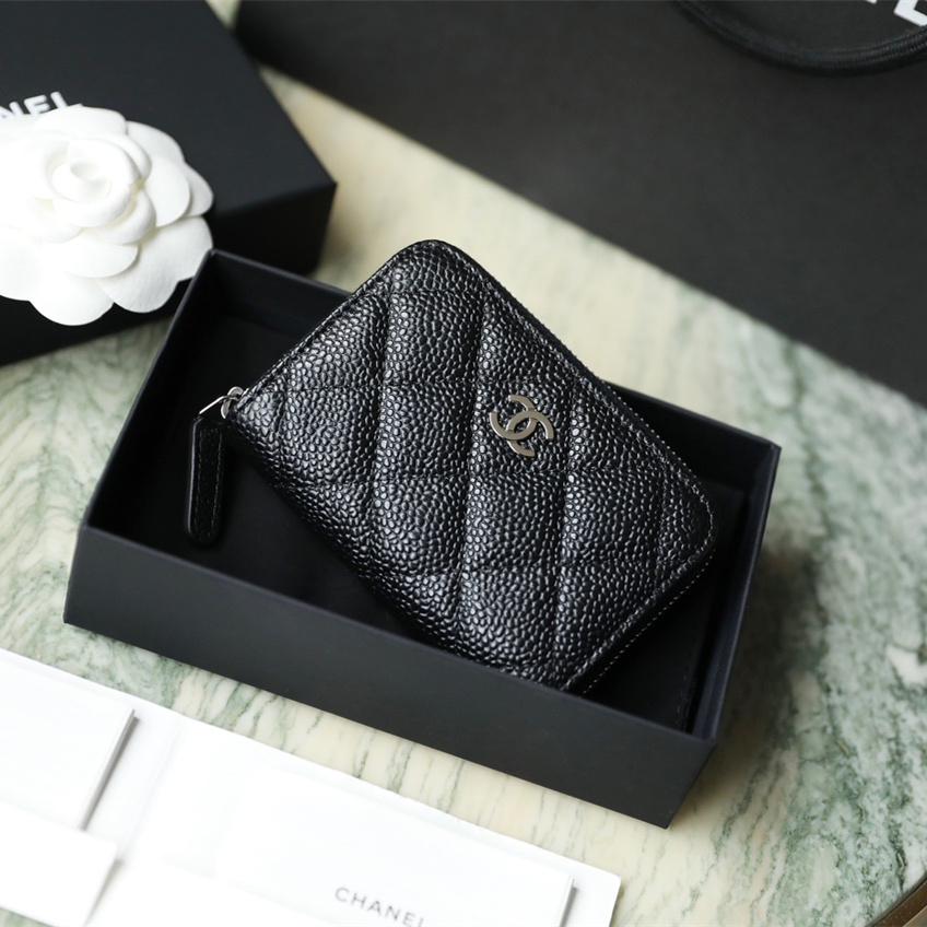 Chanel classic zipper coin purse caviar