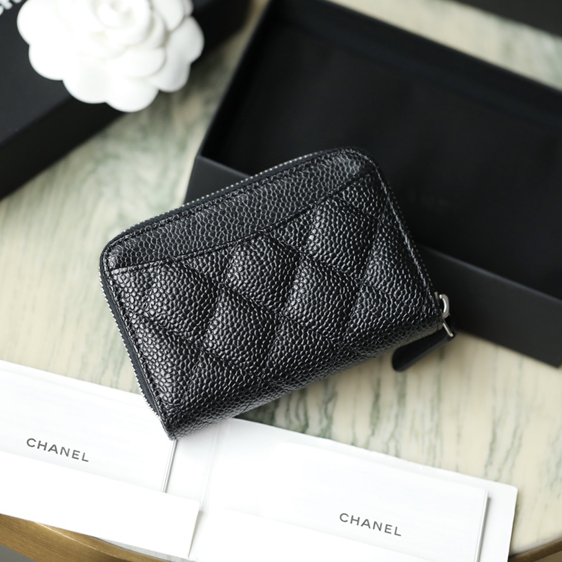 Chanel classic zipper coin purse caviar