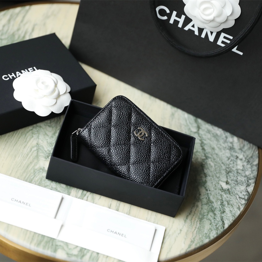 Chanel classic zipper coin purse caviar