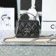 Chanel 22S Pick me up Clutch with chain black caviar