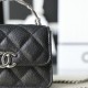 Chanel 22S Pick me up Clutch with chain black caviar