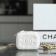 Chanel lambskin cosmetic bag white