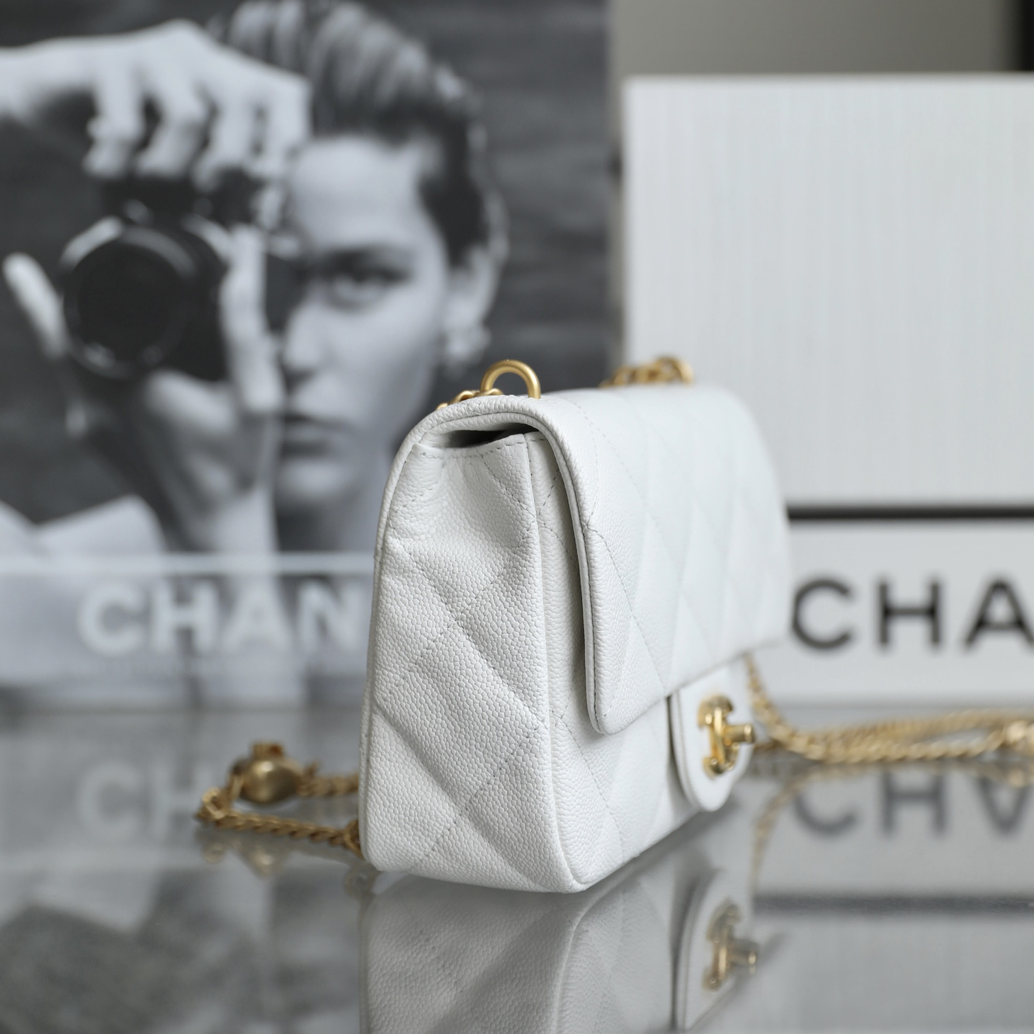 Chanel 23P series white flap bag