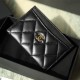 Chanel card holder series lambskin black gold