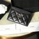 Chanel card holder series lambskin black gold