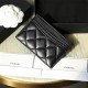 Chanel card holder classic lambskin black silver