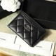 Chanel card holder classic lambskin black silver