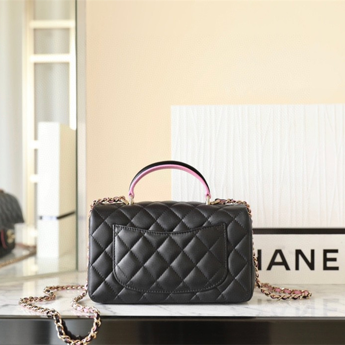 Chanel 23P series black and pink double flap bag