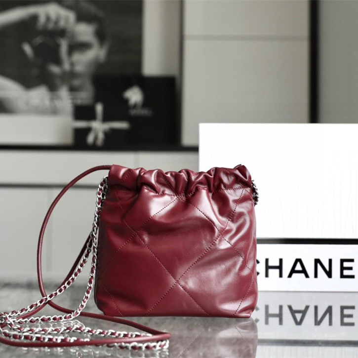 Chanel hobo bag shopping bag 23S series burgundy mini