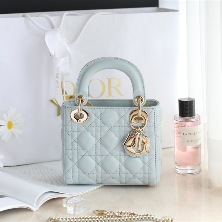 Dior Lady Bag Lake Blue Lambskin