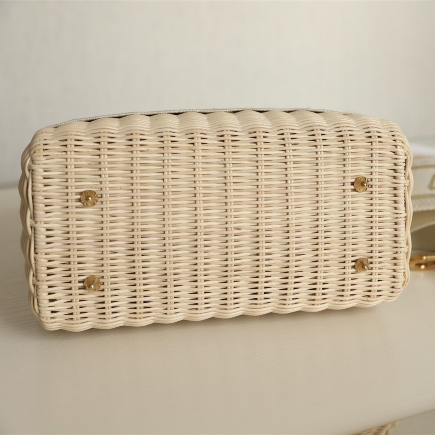 Dior Lady Handbag Wicker Cream Color Handmade