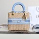 Dior Lady Handbag Wicker Cornflower Blue