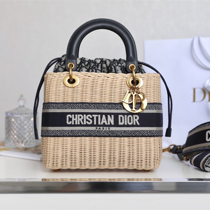 Dior Lady Dior Bag Bamboo Basket Black