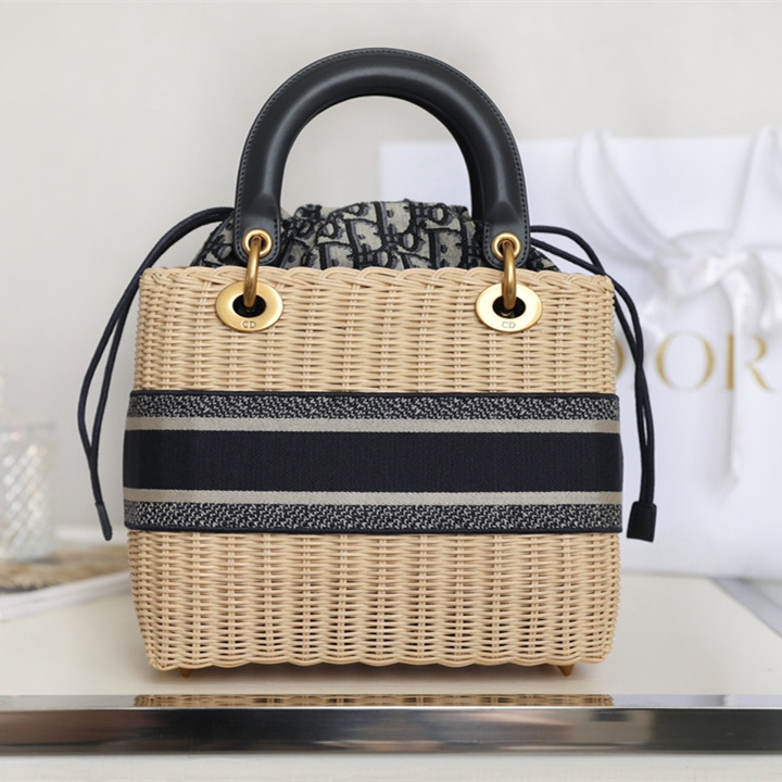 Dior Lady Dior Bag Bamboo Basket Black