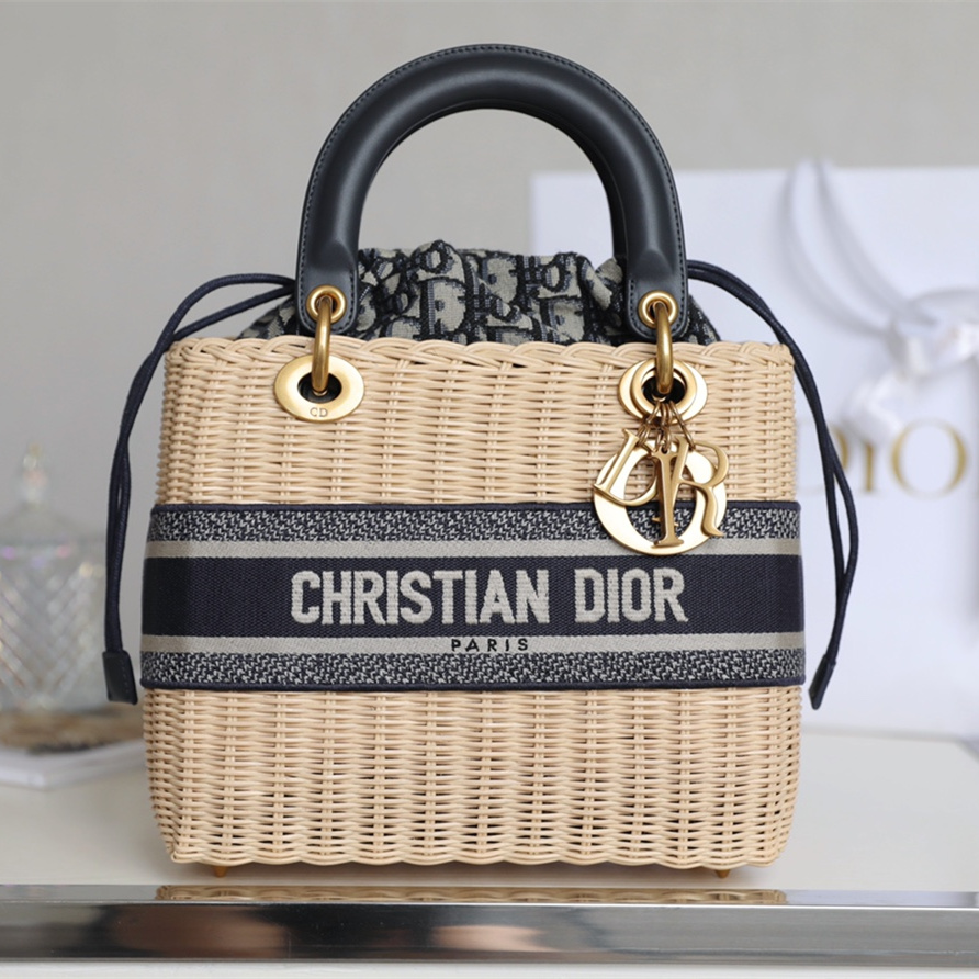 Dior Lady Dior Bag Bamboo Basket Black