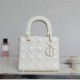 Dior Lady Dior Bag Diamond Cannage Pattern White