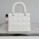 Dior Lady Dior Bag Diamond Cannage Pattern White