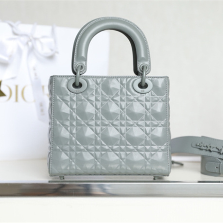 Dior Lady Series Dior Bag Diamond Cannage Pattern Gray-Brown