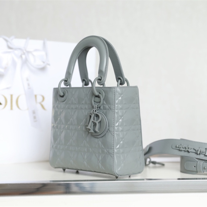 Dior Lady Series Dior Bag Diamond Cannage Pattern Gray-Brown