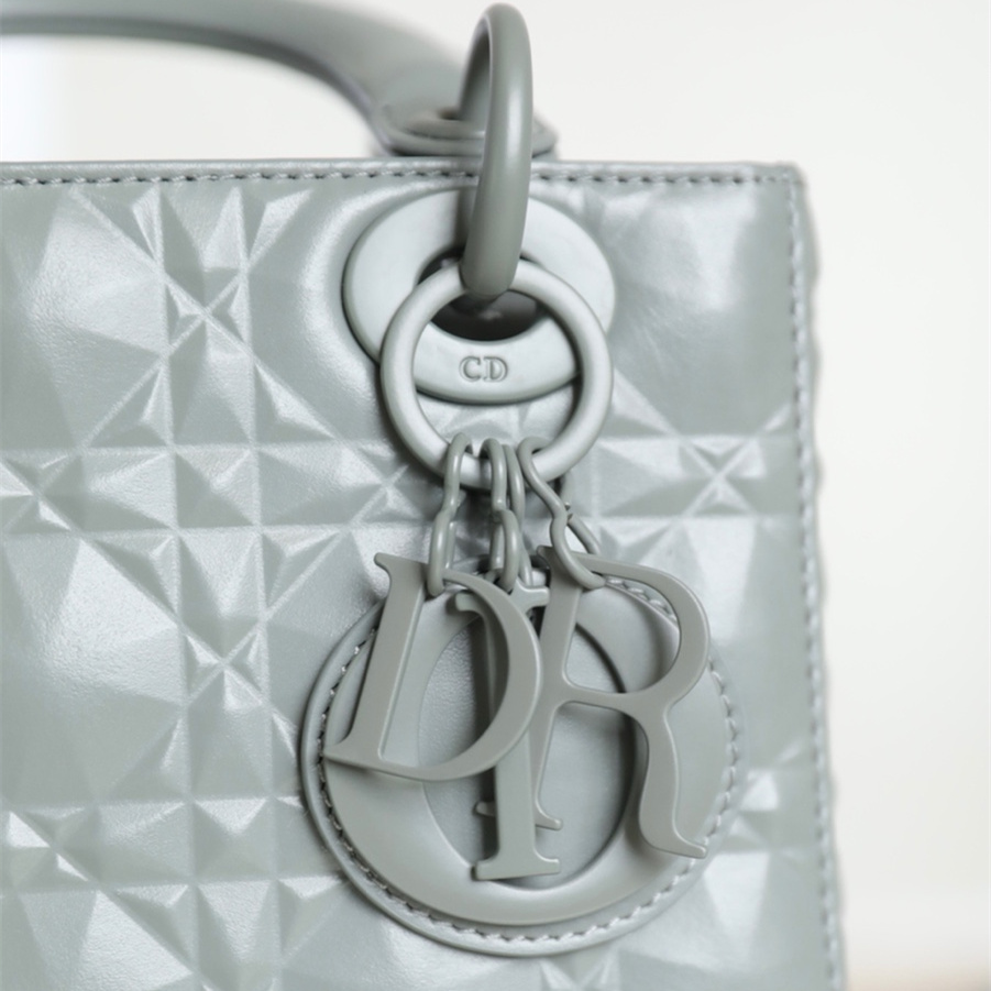 Dior Lady Series Dior Bag Diamond Cannage Pattern Gray-Brown