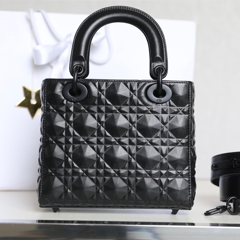 Dior Lady Dior Bag Diamond Cannage Pattern Black