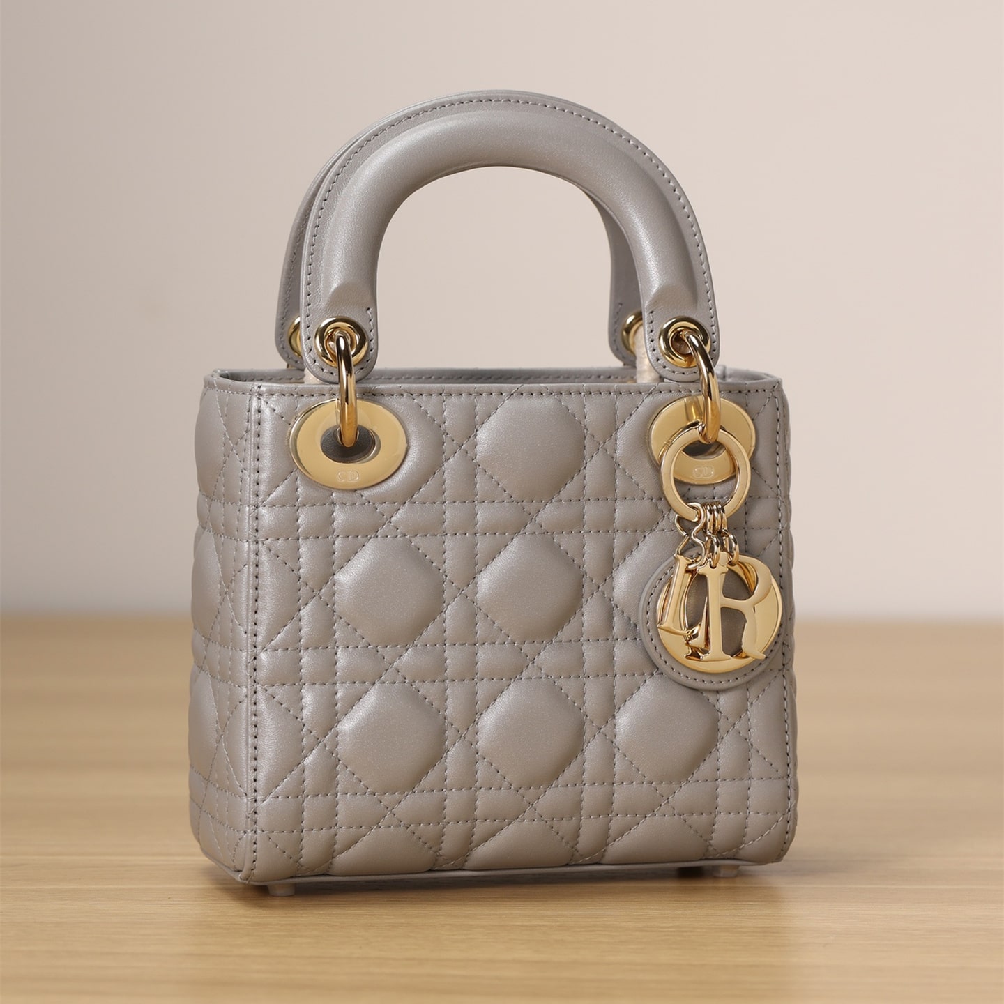 Dior Lady Series Powder Gray Lambskin Mini