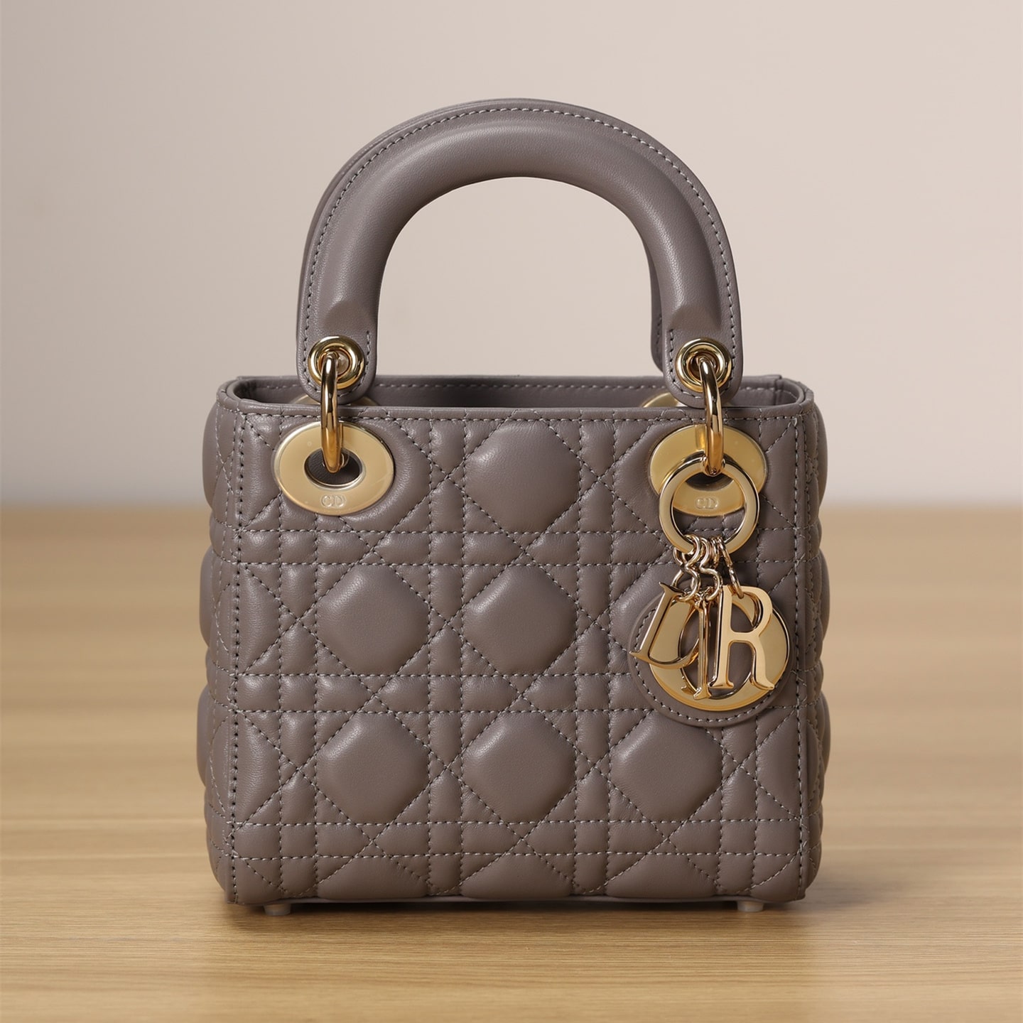 Dior Lady Series Elephant Gray Lambskin Mini