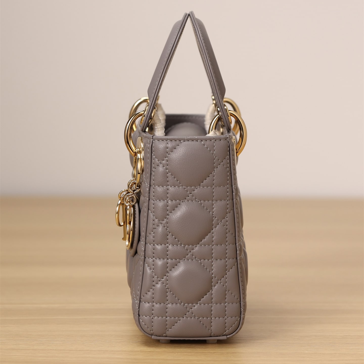 Dior Lady Series Elephant Gray Lambskin Mini